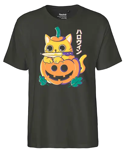 Cute Halloween - cat, katze, halloween, jack-o-lantern - Fairtrade T-Shirt