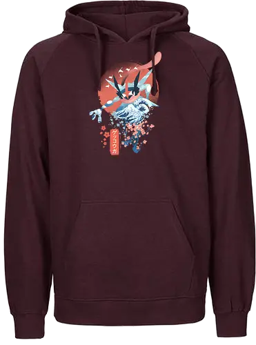 Ukiyo Ninja - pocket, monster, ukiyo-e, sakura, nippon, japan, fuji, fujisan, gaming, classic gaming, ninja - Fairtrade Hoodie