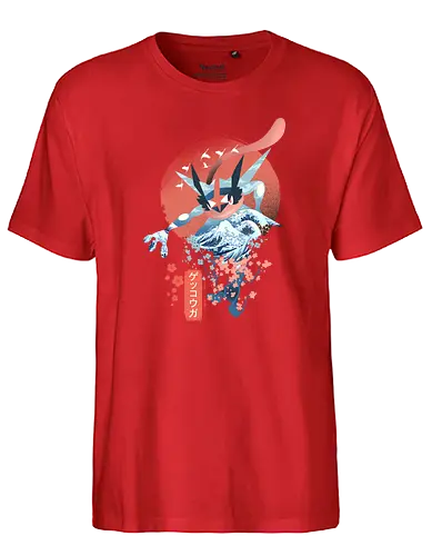 Ukiyo Ninja - pocket, monster, ukiyo-e, sakura, nippon, japan, fuji, fujisan, gaming, classic gaming, ninja - Fairtrade T-Shirt
