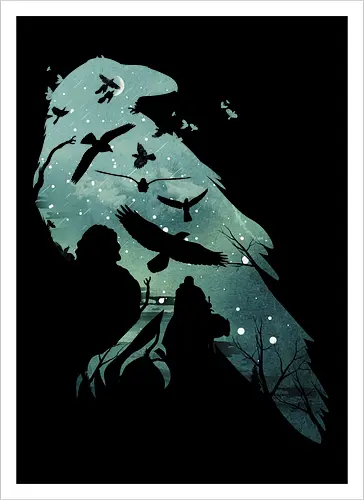 Murder of Crows - crow, krähe, game, lied, eis, feuer, snow, wall, throConsole - Artprint