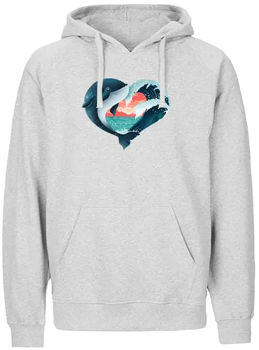 Ocean Love - love, liebe, art, illustration, wal, whale, nature, natur, freedom, meer, ocean, sea, ozean - Fairtrade Hoodie