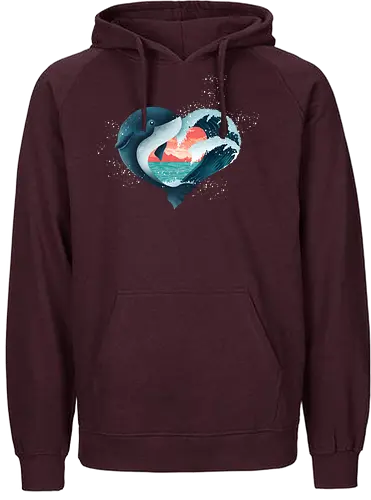 Ocean Love - love, liebe, art, illustration, wal, whale, nature, natur, freedom, meer, ocean, sea, ozean - Fairtrade Hoodie