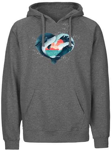 Ocean Love - love, liebe, art, illustration, wal, whale, nature, natur, freedom, meer, ocean, sea, ozean - Fairtrade Hoodie