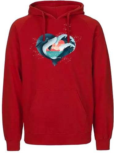 Ocean Love - love, liebe, art, illustration, wal, whale, nature, natur, freedom, meer, ocean, sea, ozean - Fairtrade Hoodie