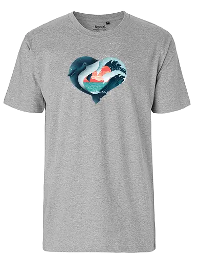 Ocean Love - love, liebe, art, illustration, wal, whale, nature, natur, freedom, meer, ocean, sea, ozean - Fairtrade T-Shirt
