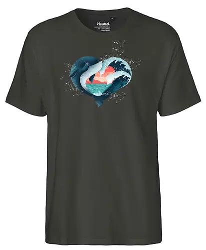 Ocean Love - love, liebe, art, illustration, wal, whale, nature, natur, freedom, meer, ocean, sea, ozean - Fairtrade T-Shirt