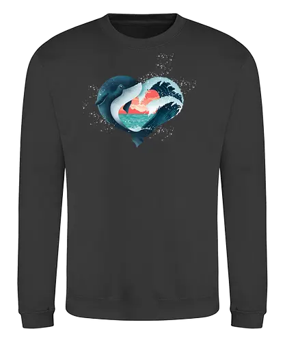 Ocean Love - love, liebe, art, illustration, wal, whale, nature, natur, freedom, meer, ocean, sea, ozean - Sweatshirt