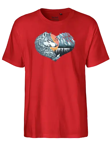 Wolf Love - love, liebe, art, illustration, wolf, nature, natur, freedom, forest, wald - Fairtrade T-Shirt