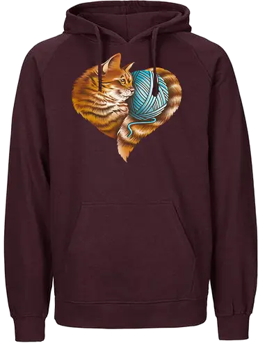 Cat Love - love, liebe, art, illustration, cat, katze, nature, natur, freedom - Fairtrade Hoodie