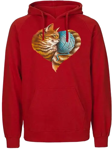 Cat Love - love, liebe, art, illustration, cat, katze, nature, natur, freedom - Fairtrade Hoodie
