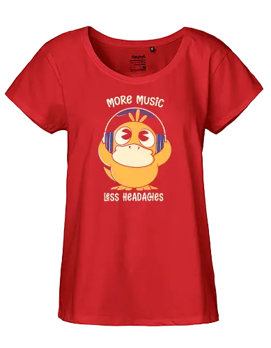 More Music - music, duck, pocket, monster - Fairtrade Girl Shirt