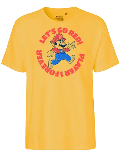 Go Red - mario, plumber, player - Fairtrade T-Shirt