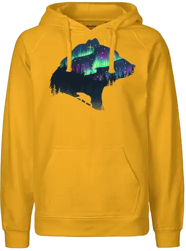 Northern Lights - nature, northern lights, polarlichter, wald, bär, natur, tannen, pineforest, br - Fairtrade Hoodie