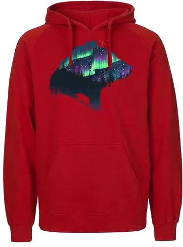 Northern Lights - nature, northern lights, polarlichter, wald, bär, natur, tannen, pineforest, br - Fairtrade Hoodie