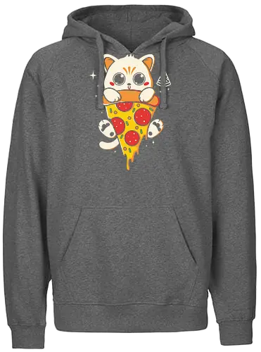Pizzacat - cat, pizza, pizzalove, cute - Fairtrade Hoodie