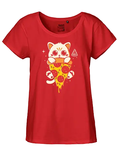 Pizzacat - cat, pizza, pizzalove, cute - Fairtrade Girl Shirt