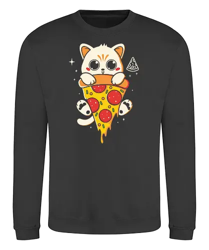 Pizzacat - cat, pizza, pizzalove, cute - Sweatshirt