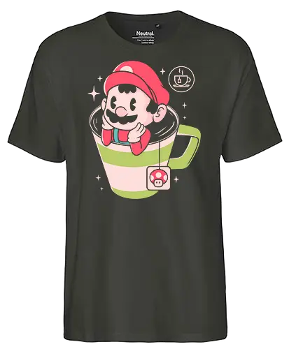 Mushroom T - plumber, coffee, tee, gaming, mushroom, t - Fairtrade T-Shirt