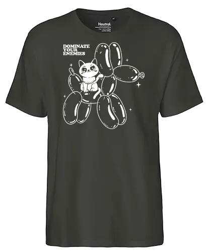 Dominate your enemies - cat, balloon, dog, Relationship - Fairtrade T-Shirt