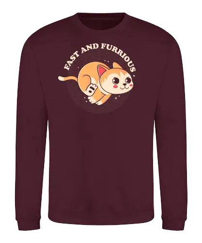 Fast and Furrious - cat, speed, Furry, pun - Sweatshirt