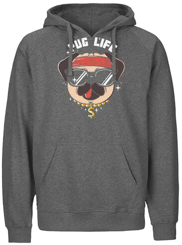 Pug Life - pug, dog, Bling bling, cool - Fairtrade Hoodie