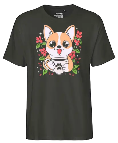 Coffee Dog - dog, coffee, corgi, love, Paw - Fairtrade T-Shirt