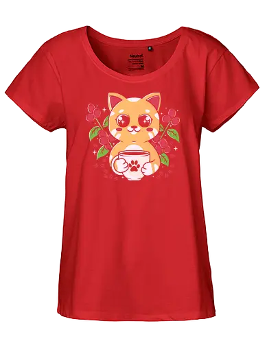 Coffe Cat - cat, coffee, love, Paw, Bns - Fairtrade Girl Shirt