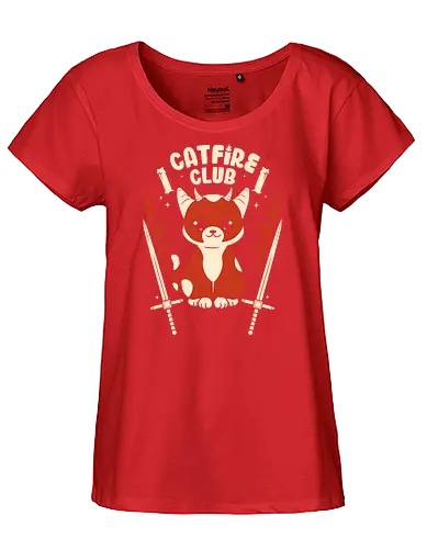 Cat Fire Club - cat, gothic, black magic, fire - Fairtrade Girl Shirt