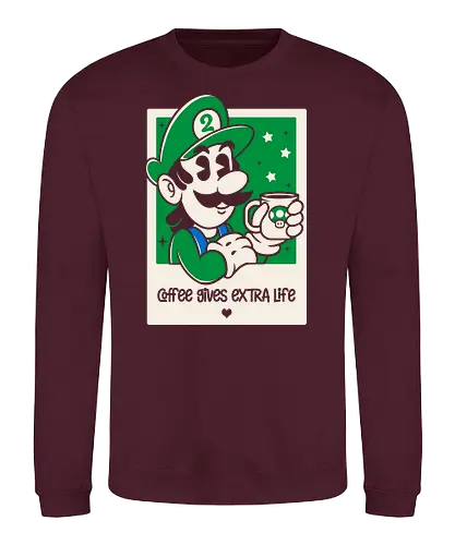 Extra Life - coffee, kaffee, luigi, coffee time - Sweatshirt