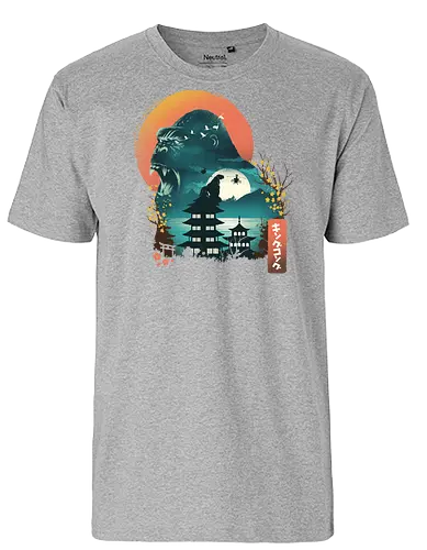 Edo Kaiju - japan, kaiju, Kaiju, ukiyo-e, monster, ape, Giant Ape - Fairtrade T-Shirt