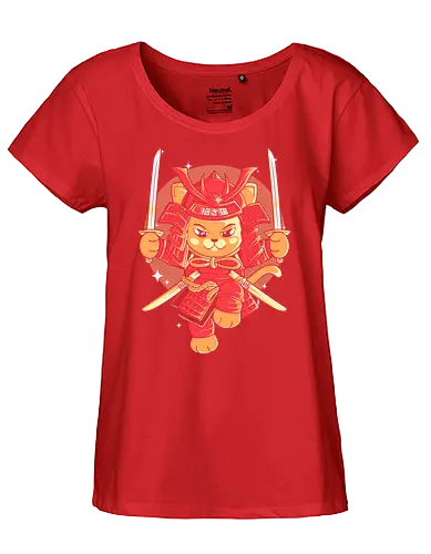 Samurai Cat - samurai, cat, katze, japan - Fairtrade Girl Shirt