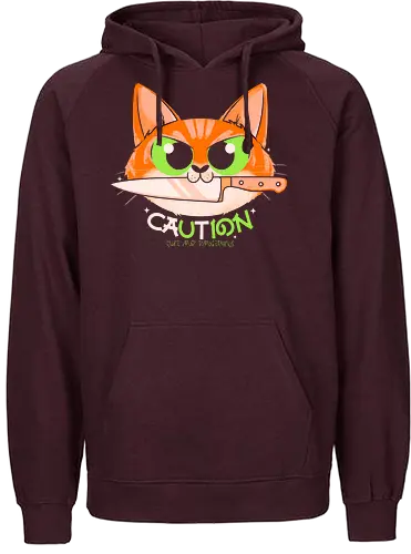 Caution - cute, dangerous, cat, knife - Fairtrade Hoodie