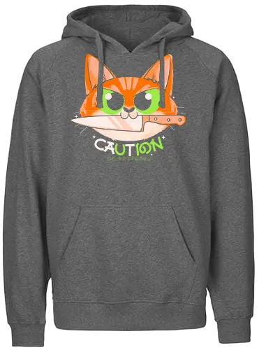 Caution - cute, dangerous, cat, knife - Fairtrade Hoodie