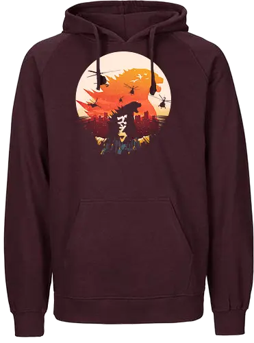 King Kaiju Sunset - kaiju, attack, japan - Fairtrade Hoodie