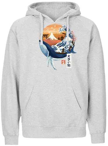 The Great Whale - wal, whale, Fuji-san, japan, grt wave - Fairtrade Hoodie