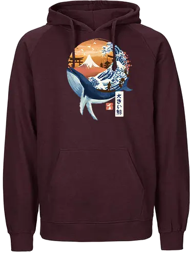 The Great Whale - wal, whale, Fuji-san, japan, grt wave - Fairtrade Hoodie