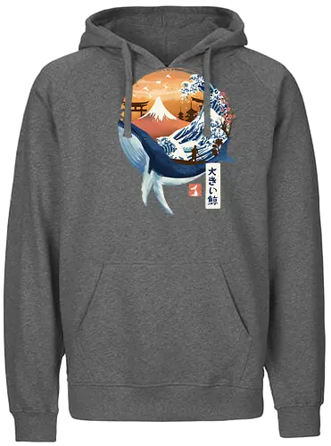 The Great Whale - wal, whale, Fuji-san, japan, grt wave - Fairtrade Hoodie