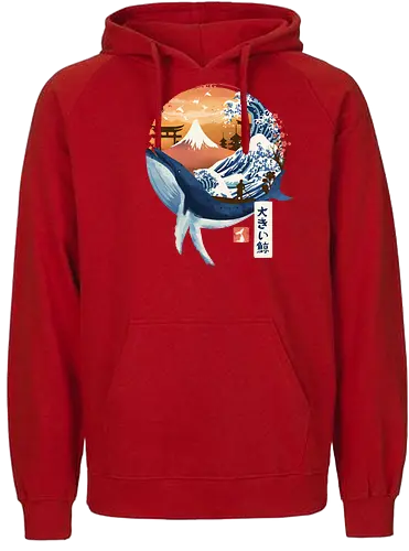 The Great Whale - wal, whale, Fuji-san, japan, grt wave - Fairtrade Hoodie