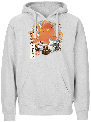 Kraken Adventure - kraken, octopus, japan, grt wave - Fairtrade Hoodie