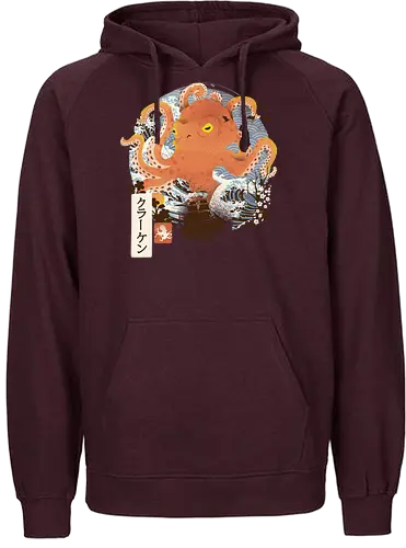 Kraken Adventure - kraken, octopus, japan, grt wave - Fairtrade Hoodie