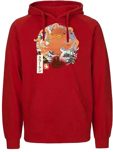 Kraken Adventure - kraken, octopus, japan, grt wave - Fairtrade Hoodie