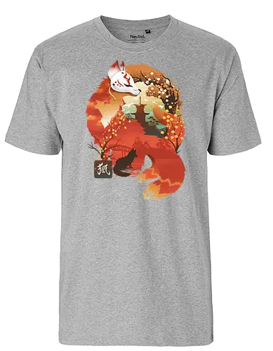 Red Fox Landscape - fox, fuchs, kitsune, inari, japan - Fairtrade T-Shirt