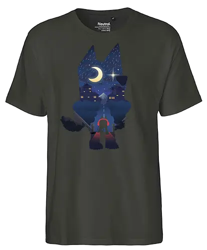 Bluey Landscape - dog, cartoon, hund, blue - Fairtrade T-Shirt