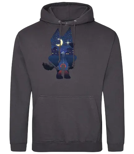Bluey Landscape - dog, cartoon, hund, blue - Standard Hoodie