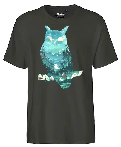 Winter Owl - eule, owl, winter, wald, forest, uhu - Fairtrade T-Shirt