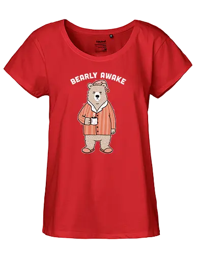Bearly Awake - bär, müde, tired, awake, morning, morgen, montag, monday, coffee, kaffee, bear - Fairtrade Girl Shirt