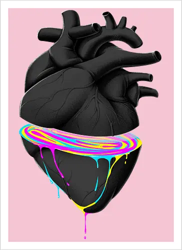 Bleeding Heart - anatomie, herz, love, liebe, lgbt, lgtbq, pride, queer, heart, anatomical heart - Artprint