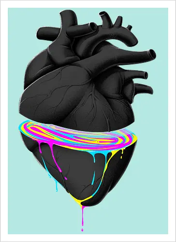 Bleeding Heart - anatomie, herz, love, liebe, lgbt, lgtbq, pride, queer, heart, anatomical heart - Artprint