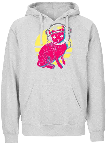 Space Cat - space, cat, neko, astronaut, fun, retro, 80s - Fairtrade Hoodie