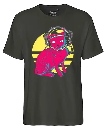 Space Cat - space, cat, neko, astronaut, fun, retro, 80s - Fairtrade T-Shirt